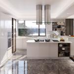 High Glossy Lacquer Melamine Board Modern Kitchen Cabinet with Acrylic Door