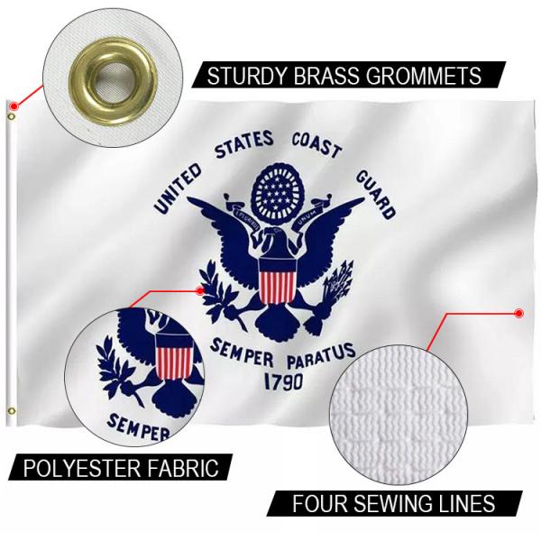 US Coast Guard Flag 3 X 5' Knitted Polyester Single Reverse Outdoor Canvas
