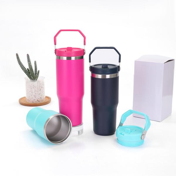 Buy cheap 30 Oz Tumbler With Handle And Straw Lid Leakproof Double Insulated 30oz Cup Stainless Steel from wholesalers