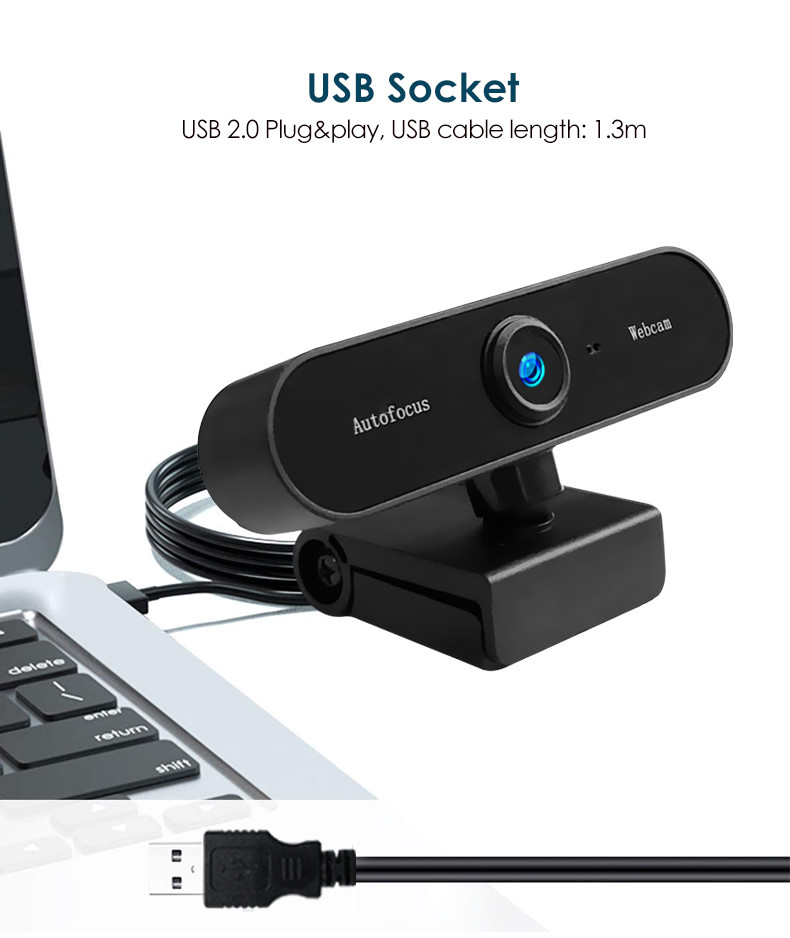 1080P Autofocus Webcam with Microphone USB Web Camera Streaming WebCam for Video Calling Webcam