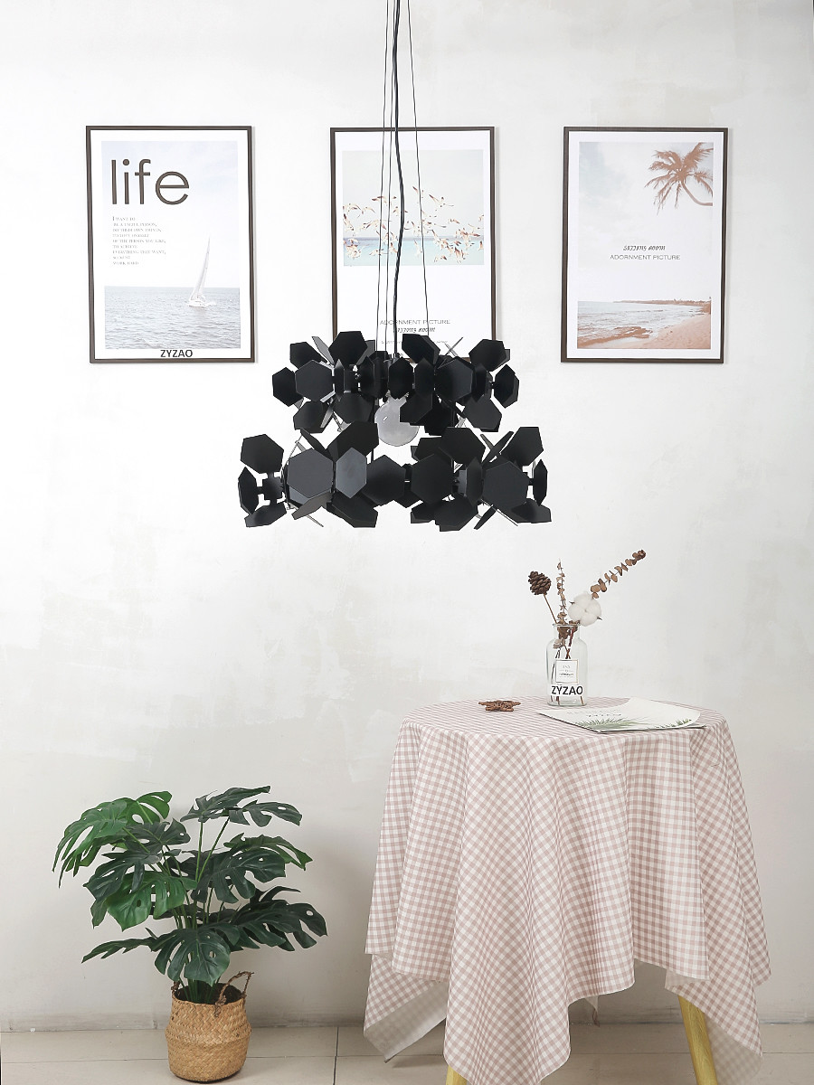 Modern White Black Simple Chandeliers Dining Room Living Room Geometric Cumulus Chandelier(WH-MI-346)