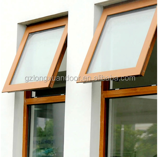Soundproof Tempered Aluminium Frame Glass Window 60cm With Wood Grain