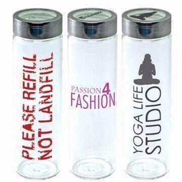 Colorful Single-wall Glass Water Bottles, Various Designs are Available, High