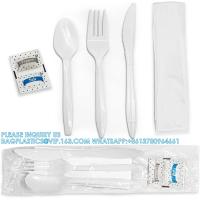 Buy cheap Individually Wrapped Plastic Cutlery Set With Napkin + Salt & Pepper Packets In product