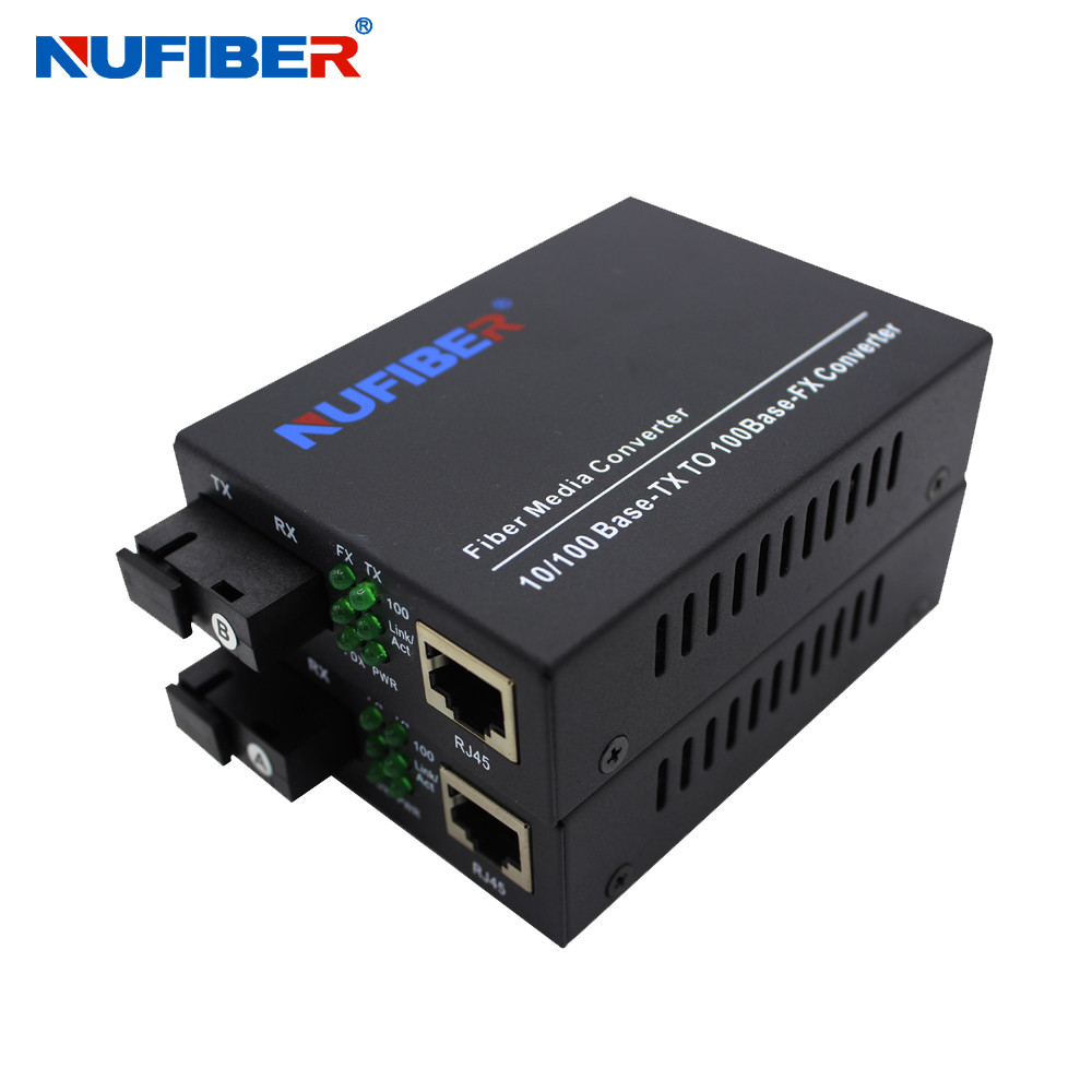 10/100M Fiber Media Converter Single Mode Simplex 1310nm / 1550nm 20km SC Media Converter