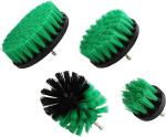 Nylon Scrubber Drill Attachment Cleaning Brush 4pc Set Green Medium Bristle