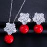 Buy cheap Women's Jewelry Set Wedding Party Water drop Red CZ Crystal Necklace Earrings Bracelet Ring High Quality Indian Gold Jew from wholesalers