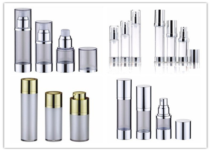 Plastic Small Airless Cosmetic Bottles 5ml 10ml Black Refillable With OEM