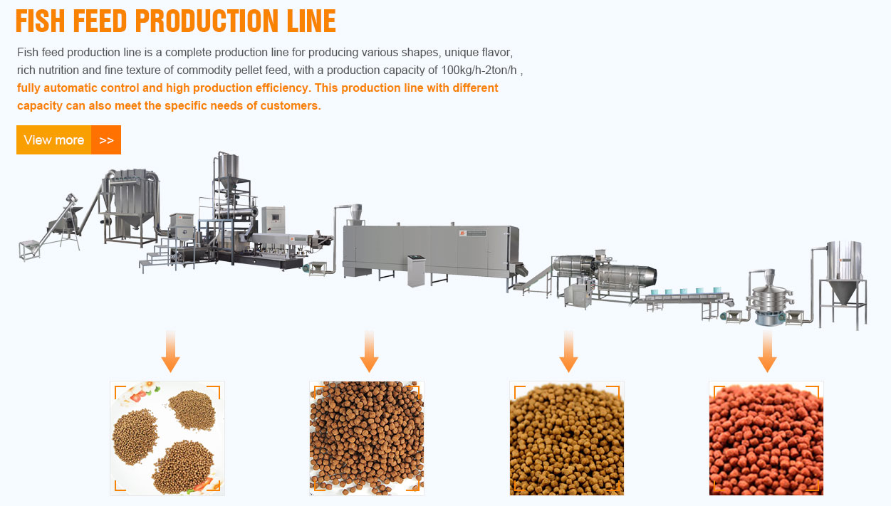 Professional Fully Automatic Fish Food Manufacturers Production Line Different Voltage Needs