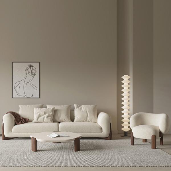 Buy cheap 3 Seater Modern Fabric Sofa Set White Teddy Fleece Sponge Filling from wholesalers