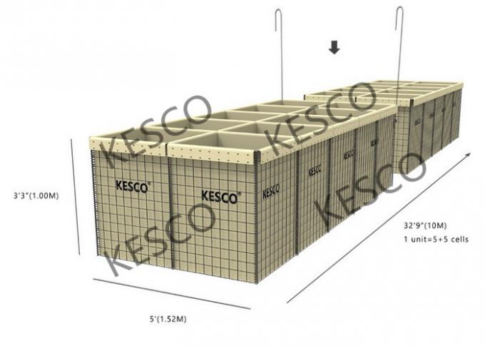 MIL 4 Defense Hesco Bastion Collapsible Metal Security Barrier 3'' X 3'' Mesh Hole