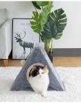 Linen Portable 42cm Short Plush Cat House Indoor