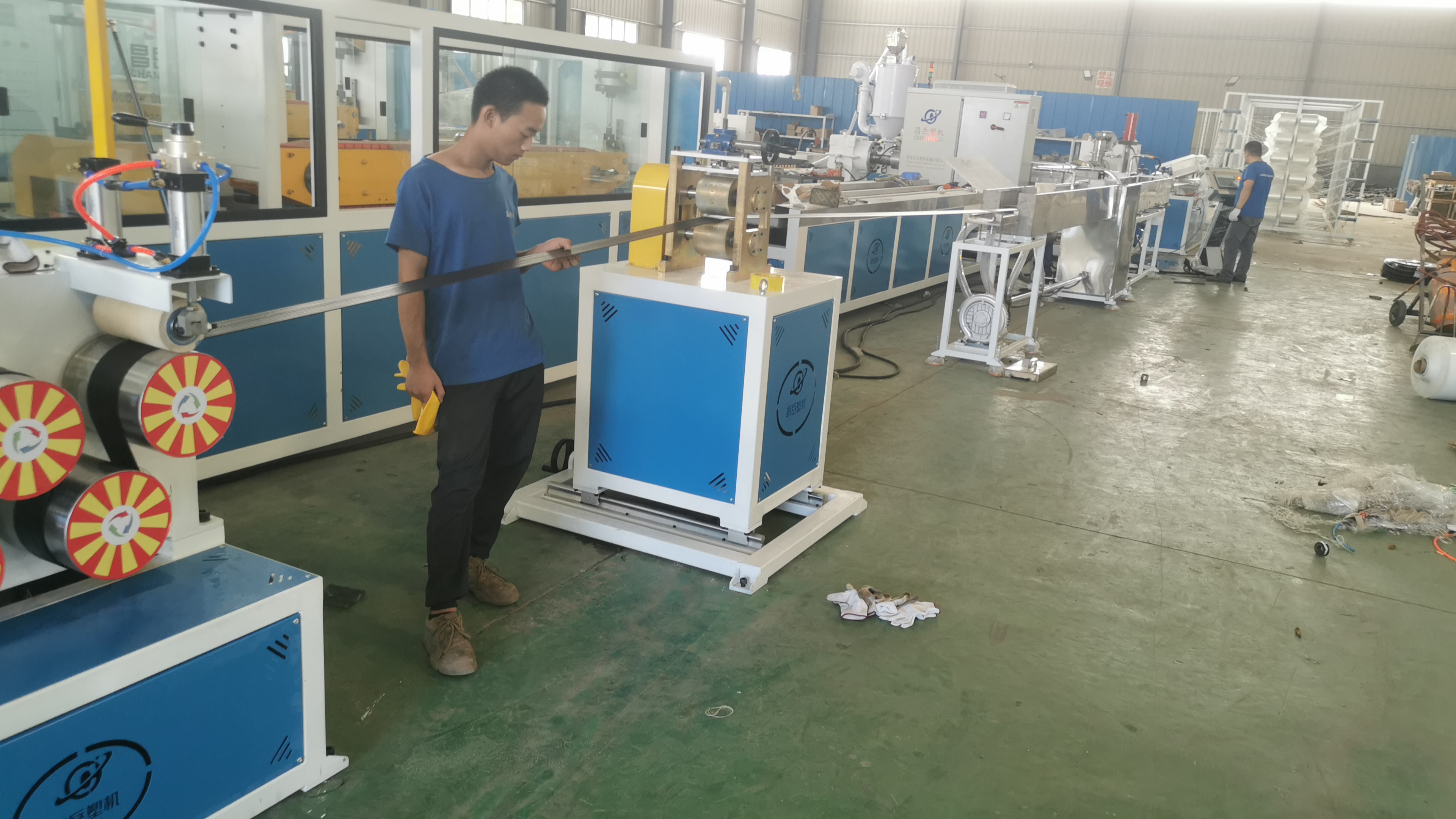 Plastic Coated Geo Strap Band Production Line with 90mm Screw Diameter Extruder Machine