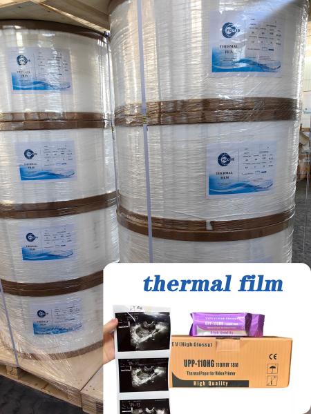 Buy cheap Thermal film Ultrasound Paper Recyclable 75um 95um Thermal Print Film/Media for Packaging Labels thermal film jumbo rolls from wholesalers