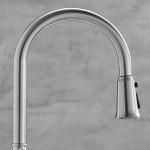 CUPC Hose Brushed Nickel Gooseneck Kitchen Faucet / High Flow Sink Faucet