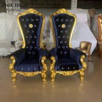 Buy cheap Gold Royal Sofa King And Queen Chairs For Wedding Rental Banquet Blue Black product