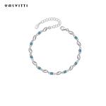 4.5g 0.62ft Silver Adjustable Bracelets trendy Rhodium Plated Blue Crystal