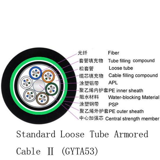 Buy cheap Black Coating Color Outdoor Fiber Cable , High Strength Outdoor Armored Fiber Optic Cable from wholesalers