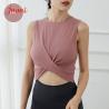 Buy cheap Sexy Sleeveless Yoga Sports Bras Ultra Feminine Front Wrap Detail Tank Crop Tops from wholesalers