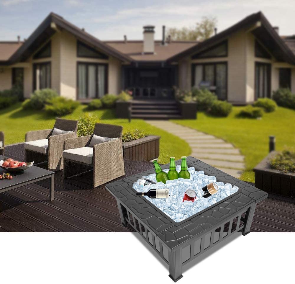 Outdoor 32'' Metal Charcoal Heating Stove For Patio Wood Burning Fireplace