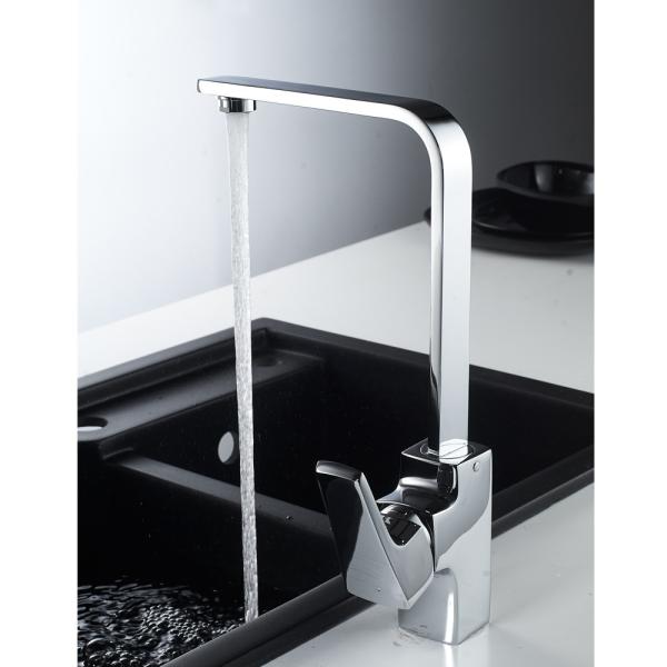 Buy cheap 2023 Modern Single Hole Polish heavy square cast mixer tap black Brass kitchen Faucet from wholesalers