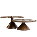 Wooden Round Marble Center Table For Living Room Clover Design
