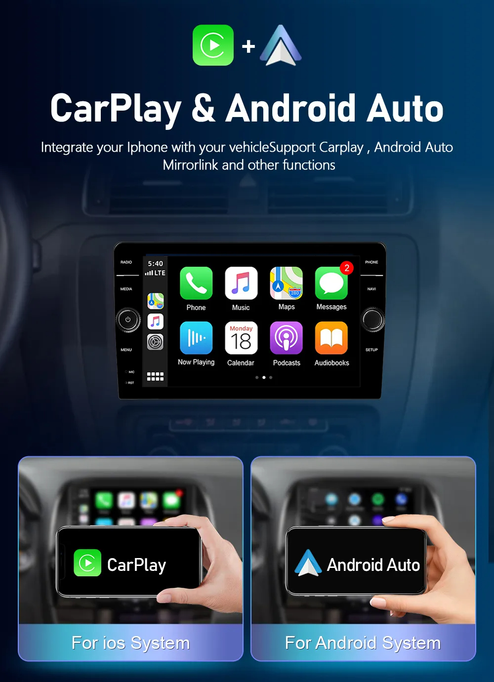 8/9/10" Knob Android 12 8core 4 64GB QELD DSP Car Multimedia System for Universal Year