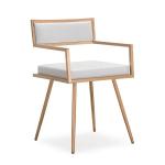 Unique rose gold stainless steel dining chair PU leather upholstery armrest