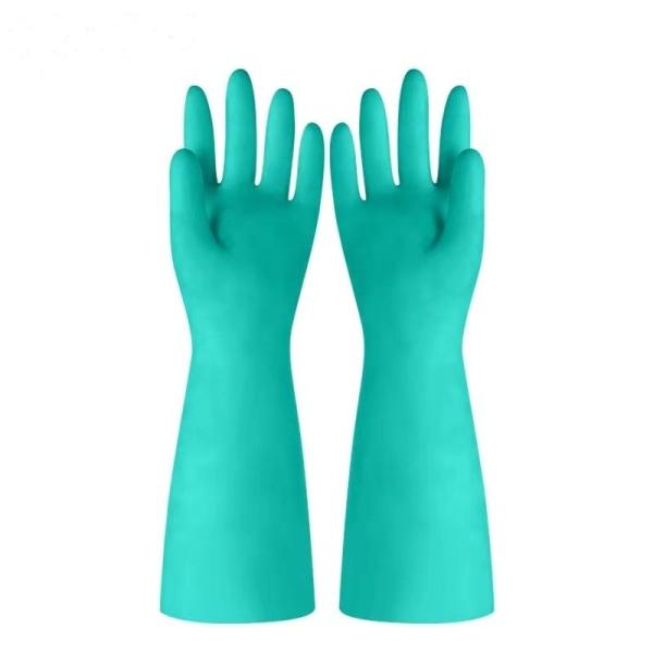 Buy cheap 22mil Unflocked Nitrile Chemical Resistant Gloves 45CM Industrial Use from wholesalers
