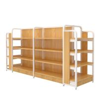 Buy cheap Small Metal Wood Display Shelving Gondola Rack For Shop Rustic product