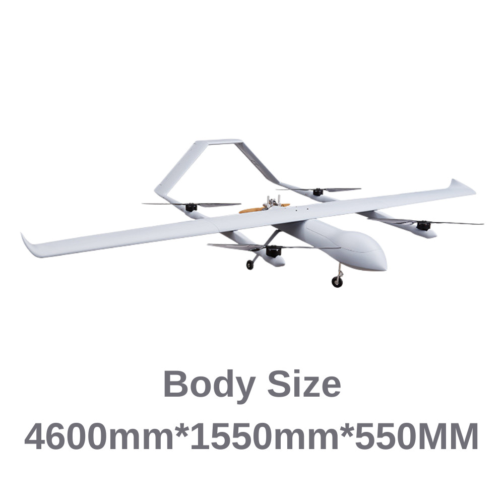 HX4HFW460 30KG VTOL Fixed Wing Drone Surveying 3D 4D Mapping Police Marine Inspection Security Military UAV Camera Pod