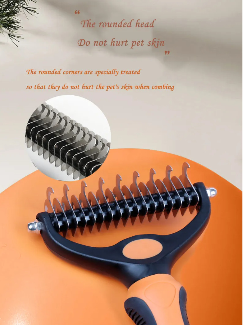 2 Sided Pet Safe Dematting Comb Shedding Dematting Undercoat Rake