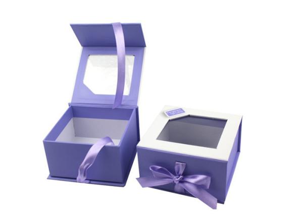 Buy cheap Cream Packing Magnetic Flap Box With PVC Window , Snap Shut Boxes Fashion from wholesalers
