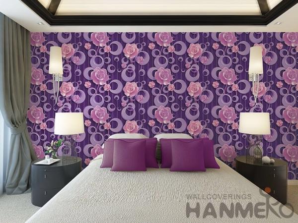 Buy cheap Purple Floral Pattern 3D Home Wallpaper , PVC 1.06M 3D Wallpaper For Room Wall from wholesalers