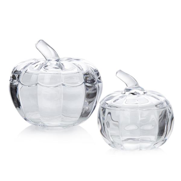Buy cheap Decorative 200ml Glass Pumpkin Cookie Jar , Glass Kitchen Canisters With Cover from wholesalers