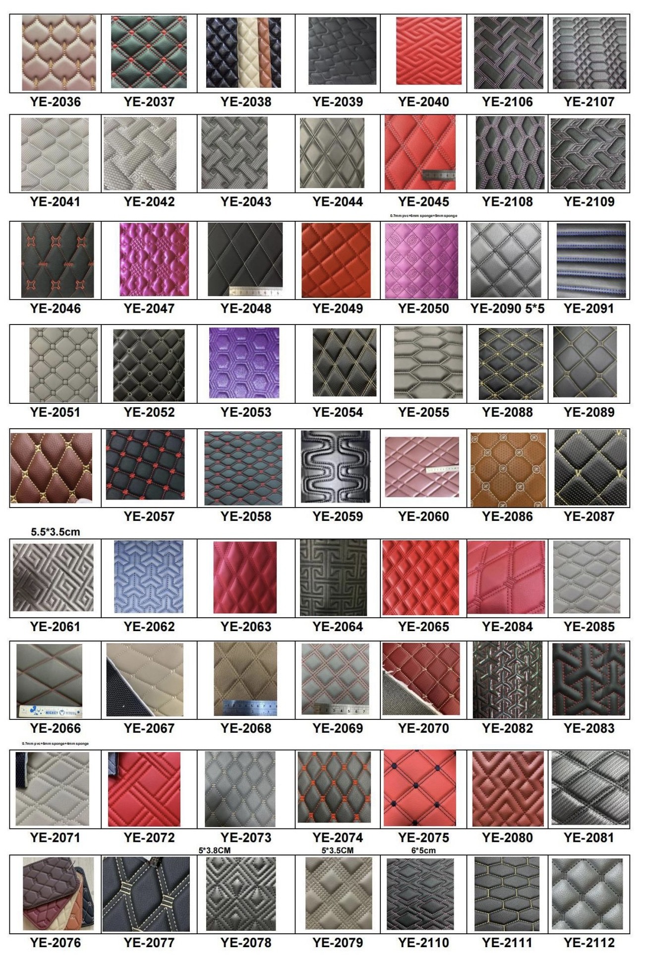Car Footmat PVC Faux Leather Material Diamond Embroidery PVC Sponge Leather