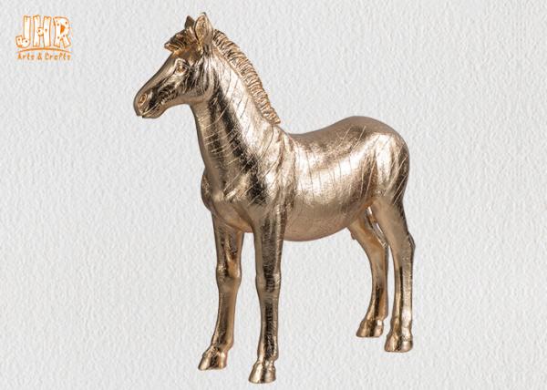 Quality Decorative Gold Leaf Polyresin Animal Figurines Horse Sculpture Table Statue for sale