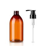 250ML 30%PCR Amber Plastic Shampoo Bottles With Black Pump Lotion Top