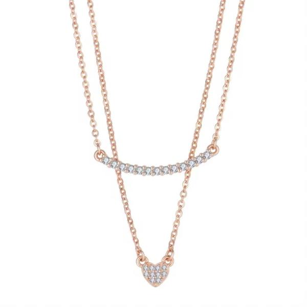 Buy cheap YASVITTI High Quality Double Layer Necklace Jewelry Classic Rose Gold Plated 925 Sterling Silver Heart Pendant Necklace from wholesalers