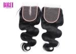 Swiss Free Middle Three Part Body Wave 4*4 Lace Closure , Brazilian Human Hair