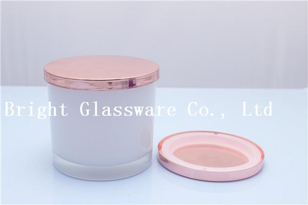 Buy cheap top sale glass candle holder with rose gold lid and silicone ring from wholesalers