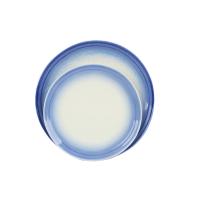 Buy cheap Glossy Glazed Stoneware Salad Plates / Dinner Plates With Embossment Rim 22CM product