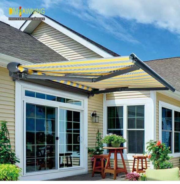 Balcony Folding Arm motorized patio awning Full Card Awning Black Shop Awning Aluminum