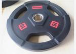 Black PU Rubber Barbell Weight Plates / Weight Lifting Plates 2.5 - 25kgs