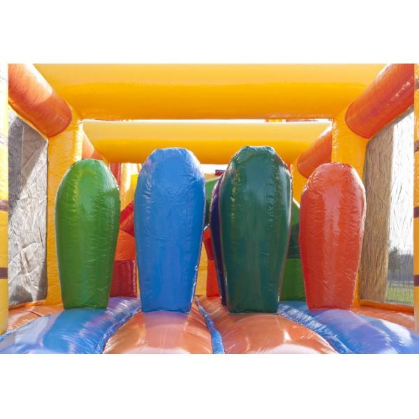 Competive Bounce House Obstacle Course Jumpers Run Beach 17.5m For Adult