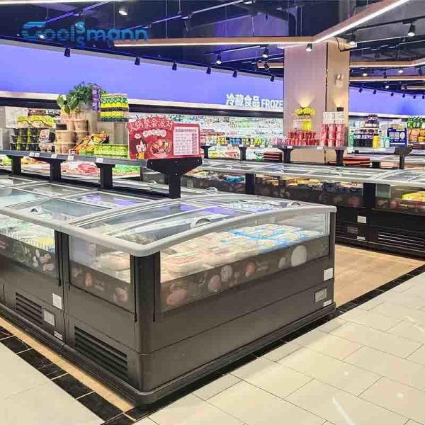 Buy cheap Horizontal Supermarket Island Freezer R290 Open Glass Lid Chest Fridge 710L from wholesalers