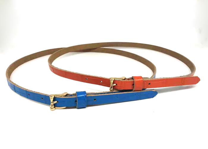 Blue Skinny Thin 15mm Women's Fashion Leather Belts