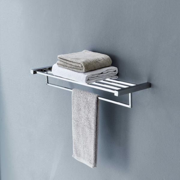Buy cheap 23.6 Inch Bathroom Wall Shelf With Towel Bar SUS304 Stainless Steel Rust Resistant from wholesalers