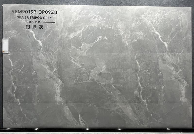 Retro Stunning 900x1800x9mm Grey Marble Look W.A 0.5% Outdoor Floor Glazed Polished Porcelain Tile For Bathroom
