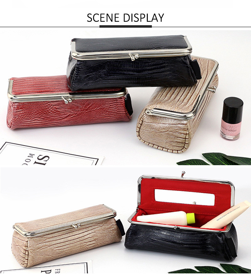 Fashion Design Waterproof PU Leather Lipstick Cosmetic Bag with Mirror